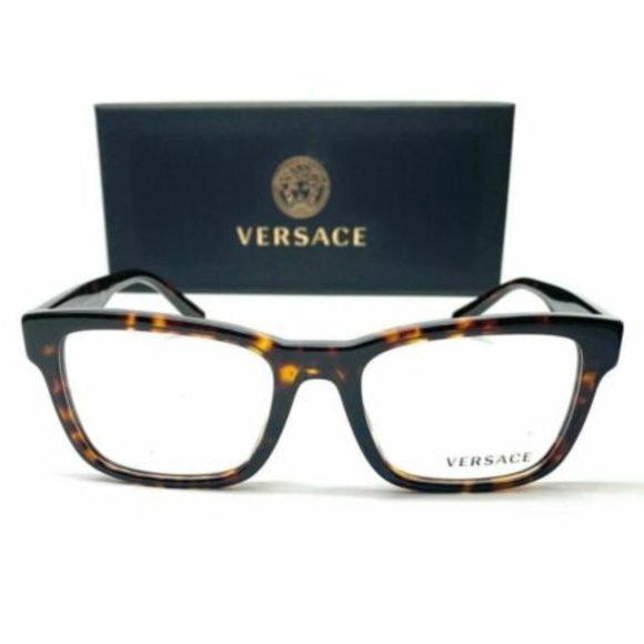 Versace Men's Dark Havana Square Eyeglasses! - Picture 2 of 3